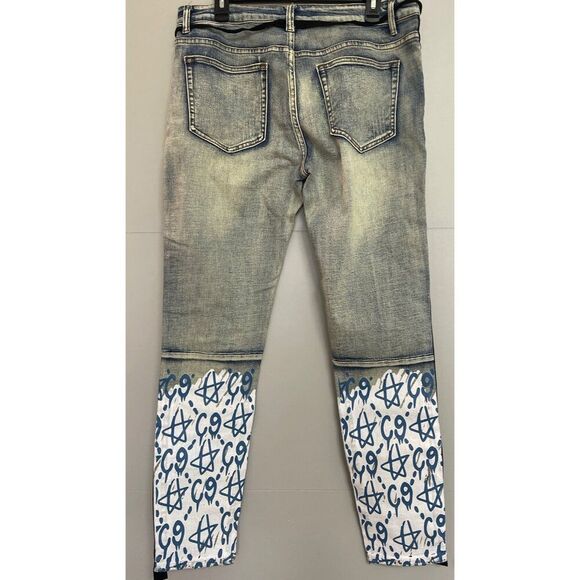 Cooper 9 Los Angeles Men Graffiti Detail Streetwear Jeans Size 36 - Picture 4 of 13